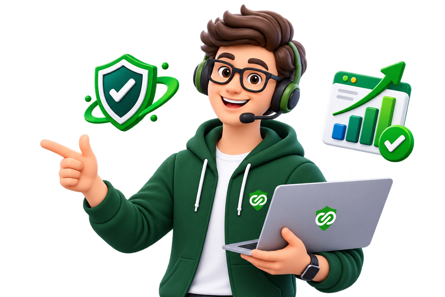 Illustration of a security professional presenting LetsDefend Infosec's TrueVigil and CyberIntellect platforms
