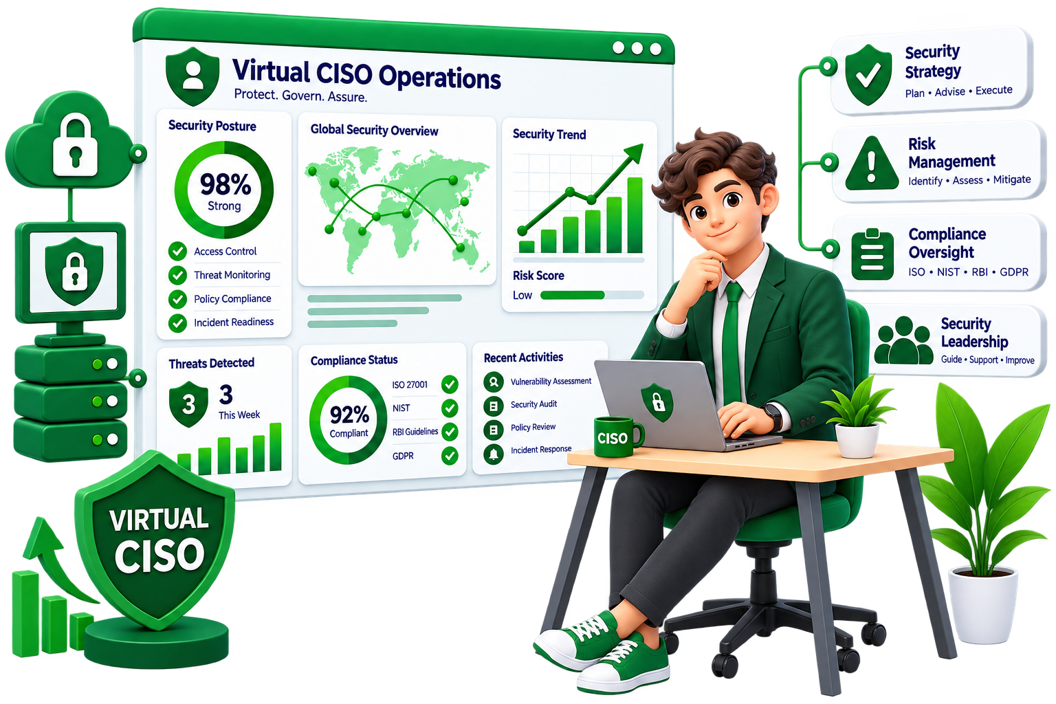 Illustration representing Virtual CISO as a service.